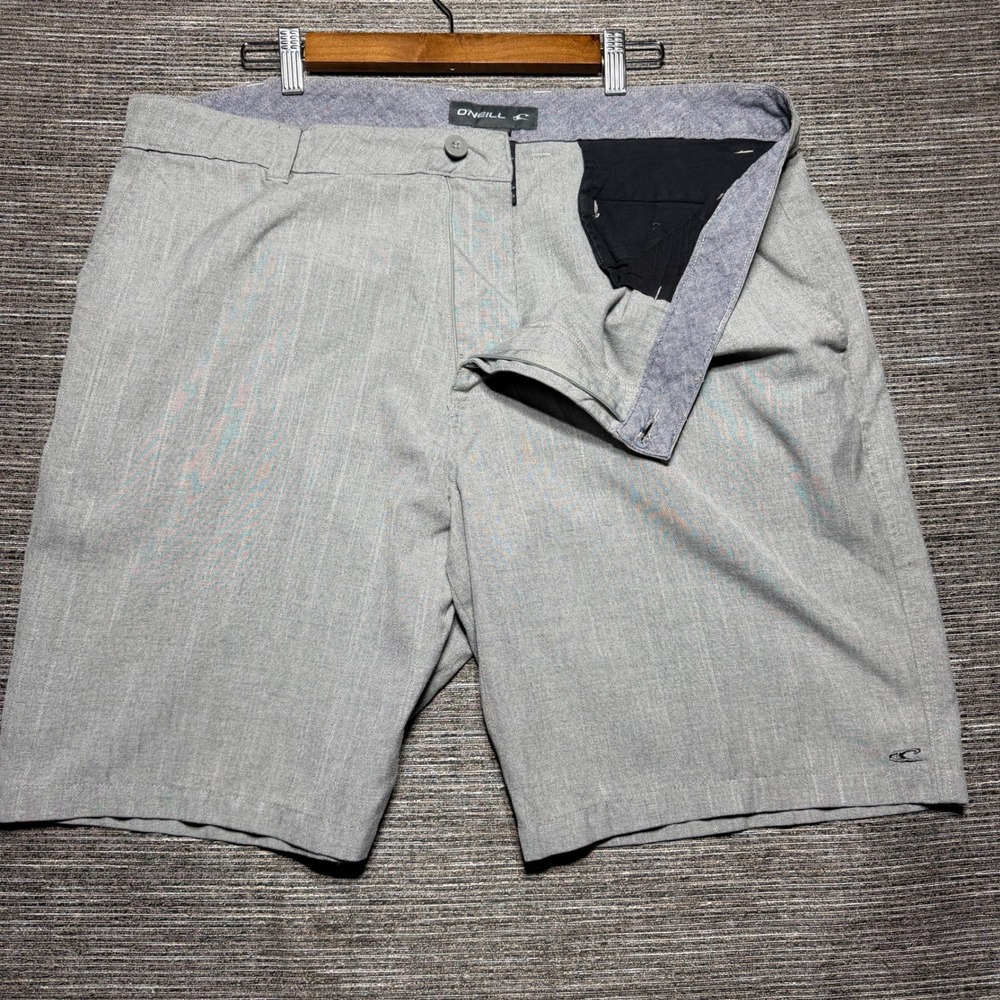 O'Neill Shorts Men 40 Gray Pinstripe Hybrid A1028016US Embroidered Logo Casual
